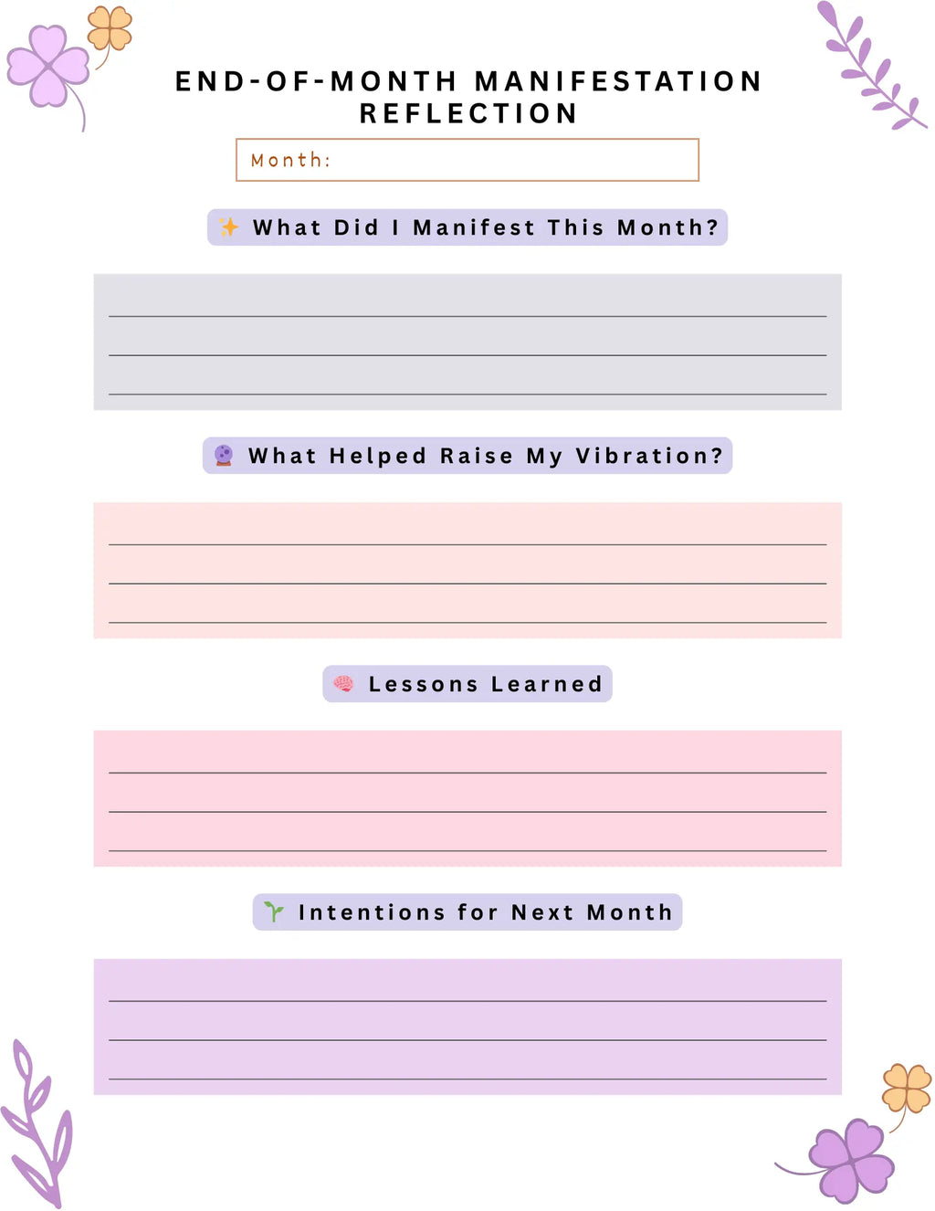 2026 Manifestation Planner | Law of Attraction Journal & Life Organizer (Printable PDF) Moonflower Oasis