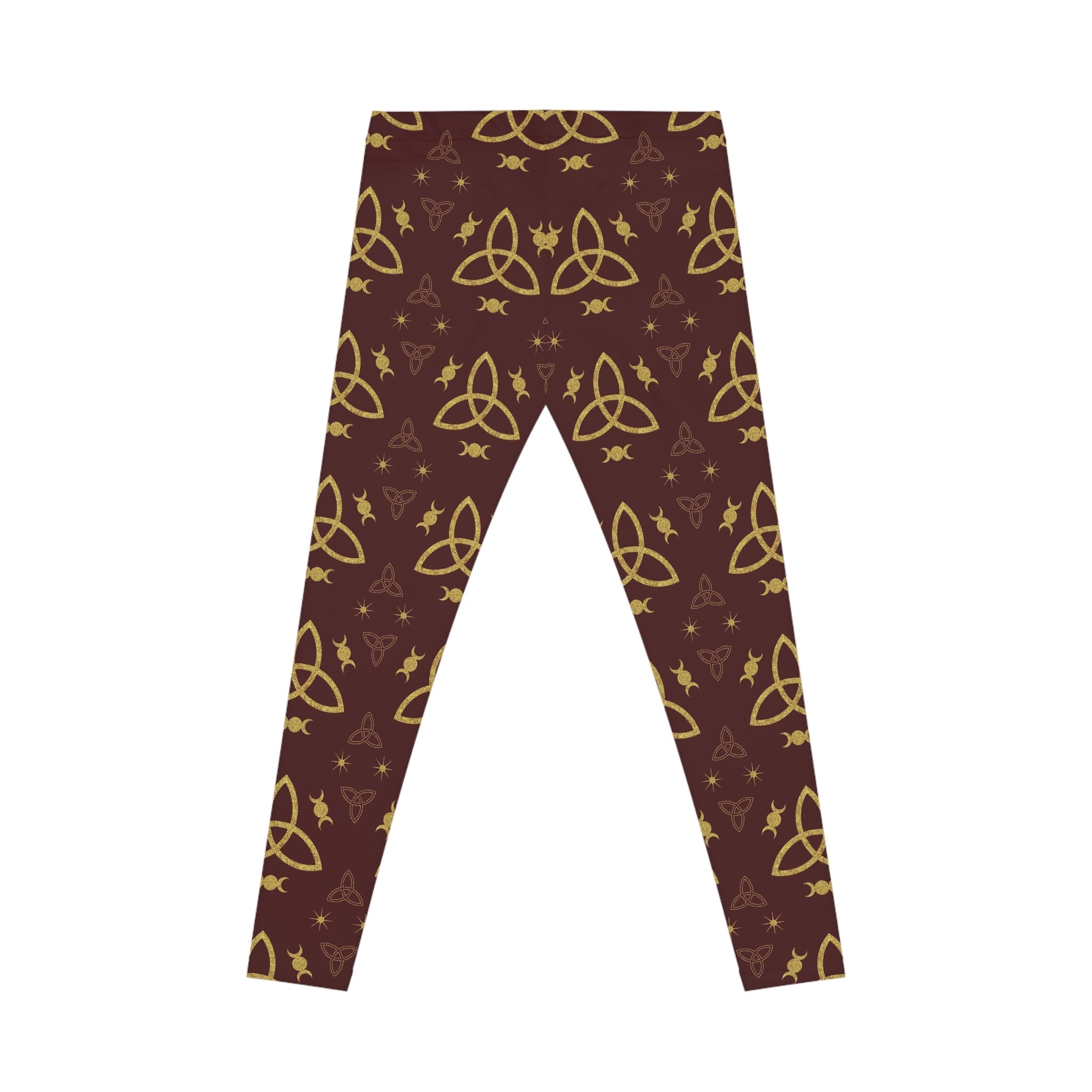 Celtic Trinity Leggings | Women's Brown & Gold All-Over Print Printify