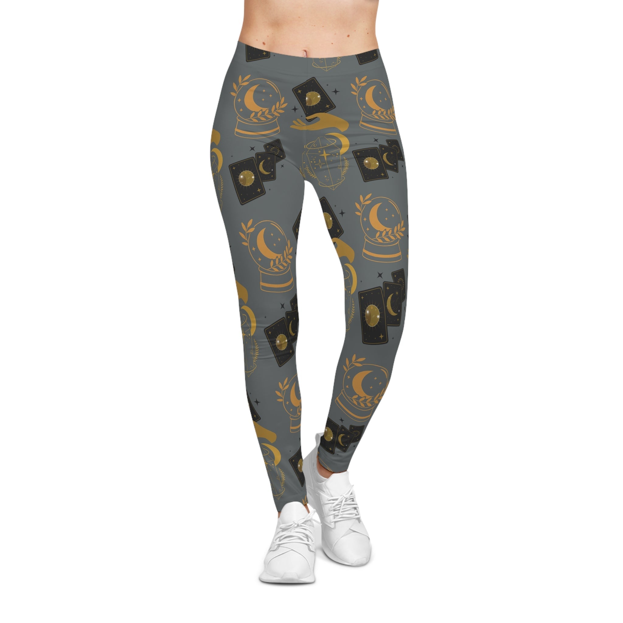 Moon Tarot Ritual Print Stretch Leggings Printify