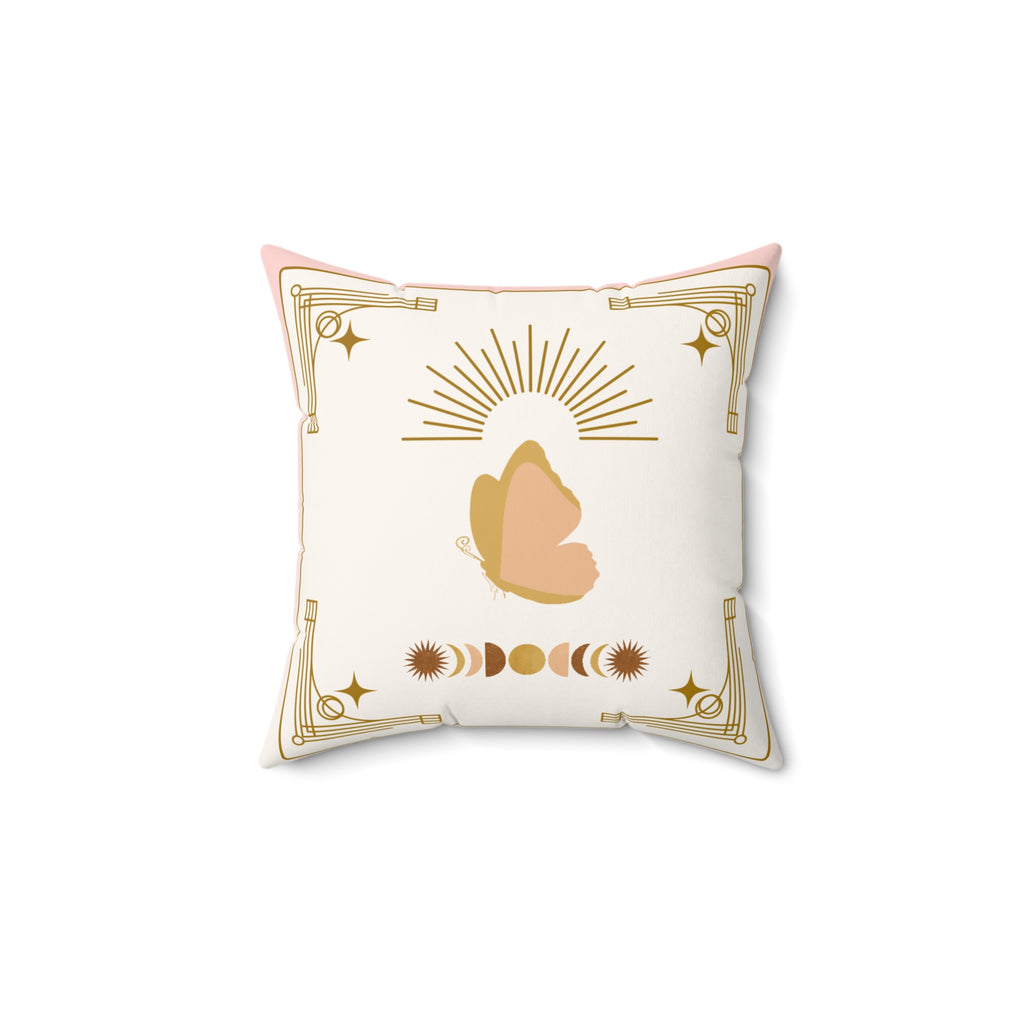 Decorative pillow with artistic design on a white background