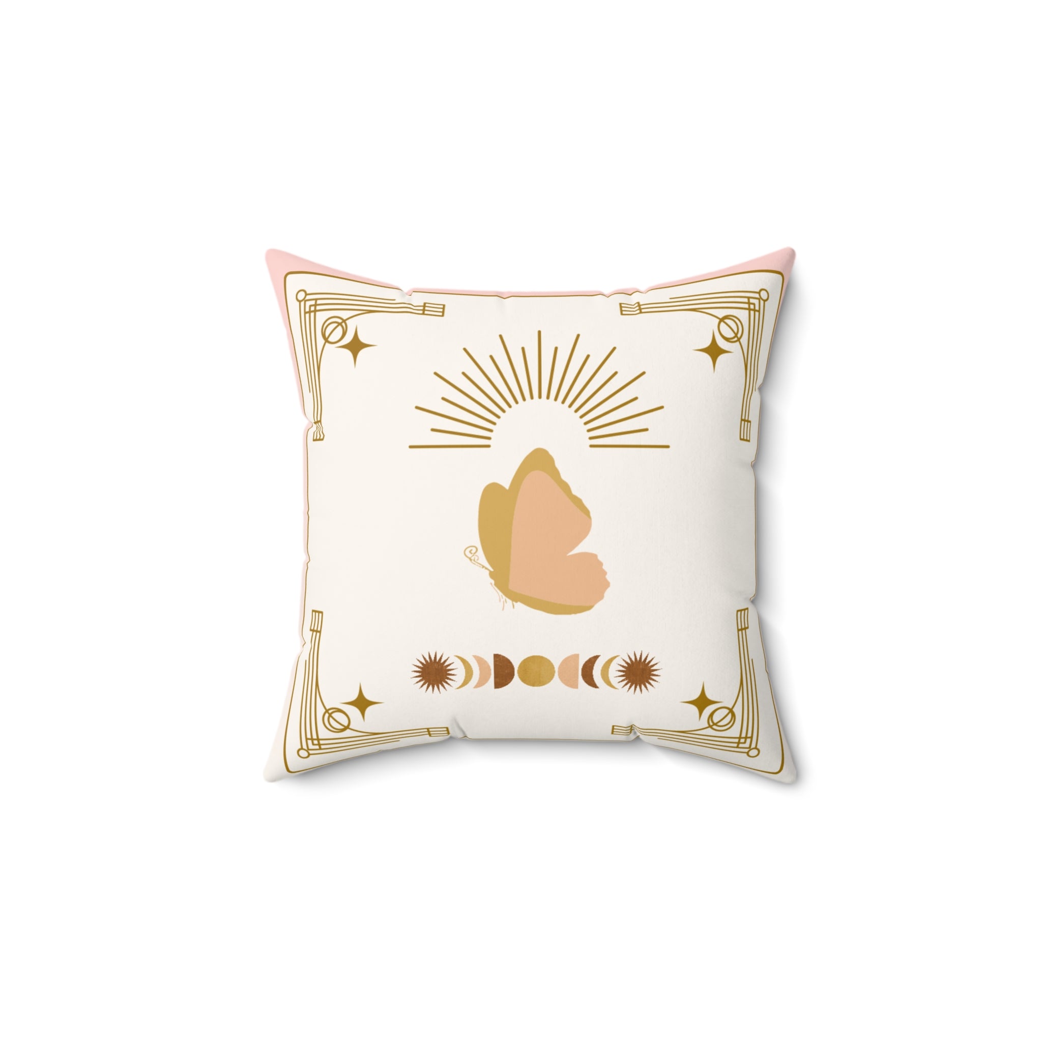 Decorative pillow with artistic design on a white background