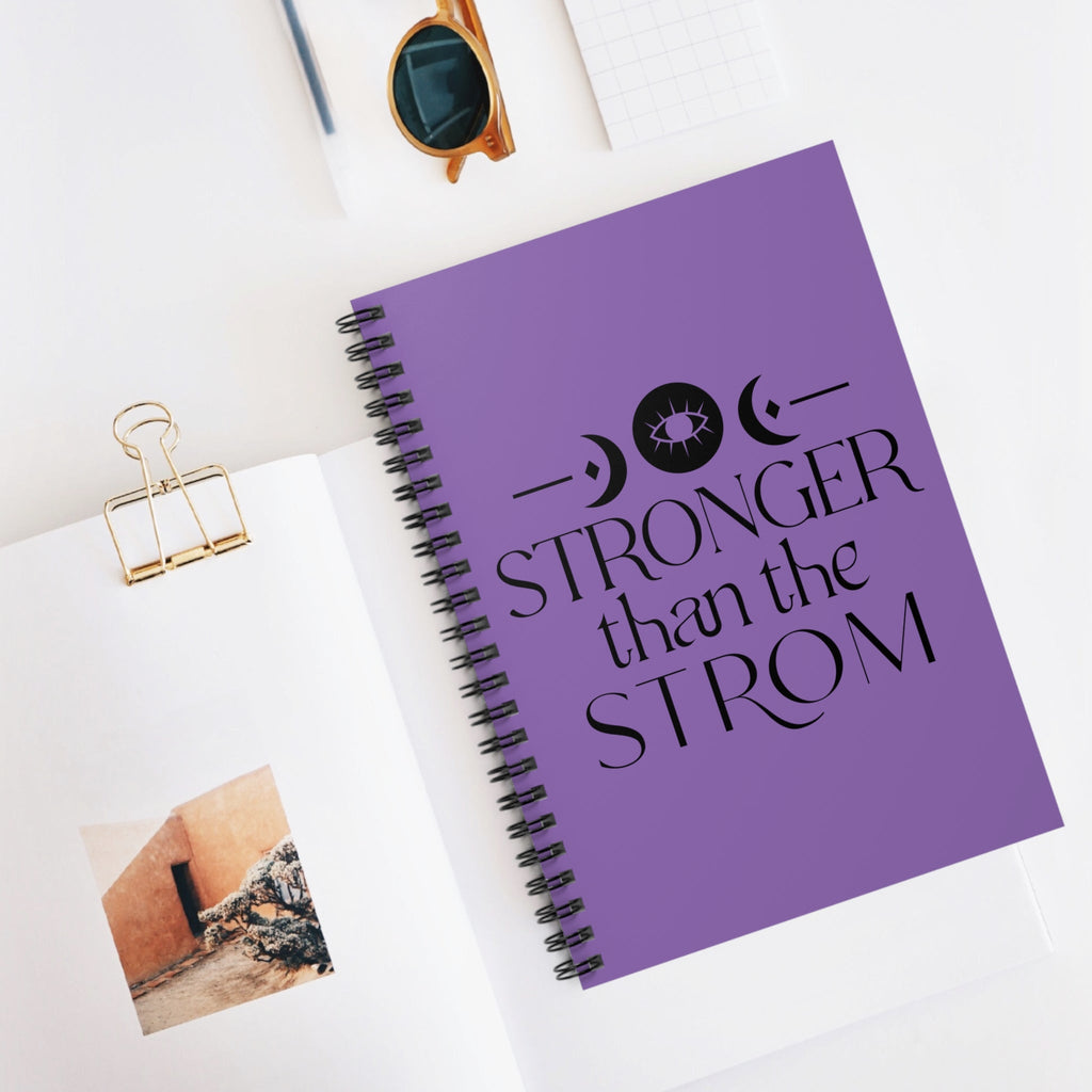 Inspirational Spiral Notebook | “Stronger Than The Storm” Ruled Journal Printify