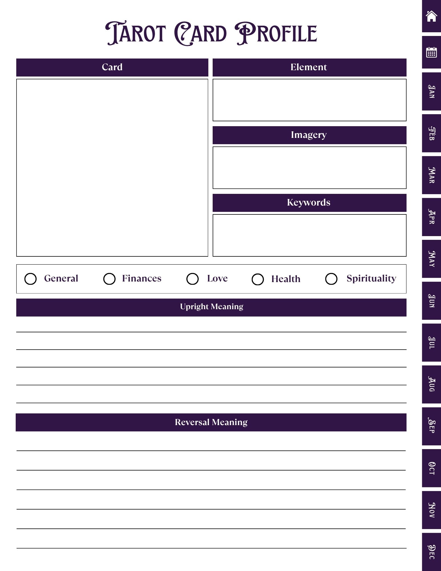 2026 Digital Tarot Journal | Interactive Moon Spreads & Card Study Guide Moonflower Oasis