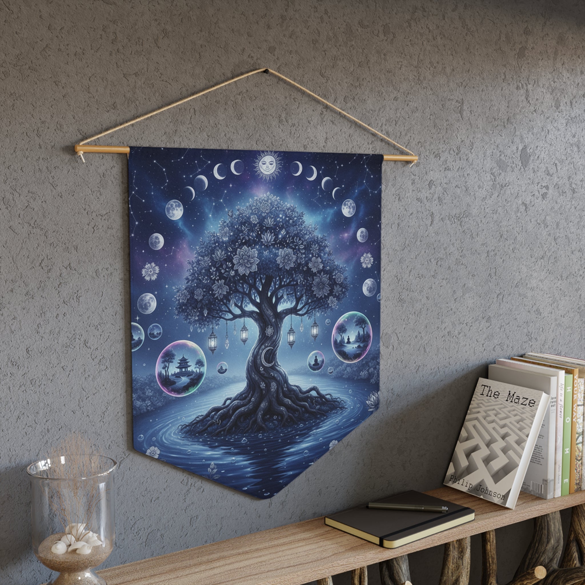 Mystical Moon Phases Tree Pennant | Meditation & Boho Home Decor Printify