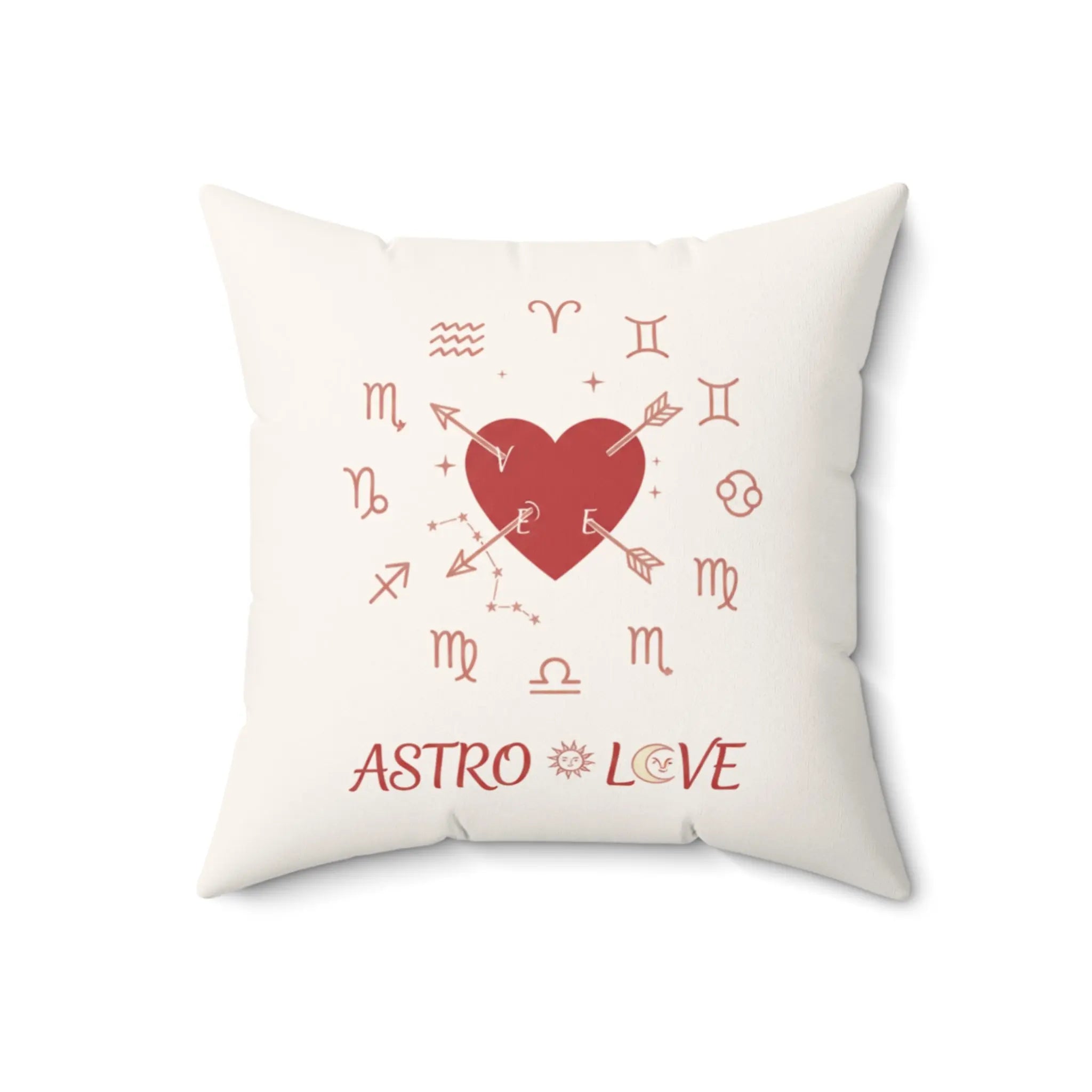 Astrology Heart Pillow | "ASTRO LOVE" Zodiac Signs Decorative Throw Pillow Printify