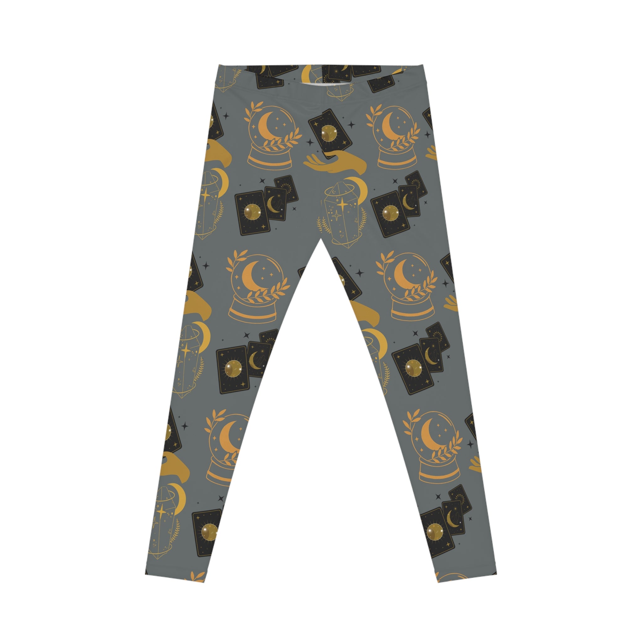Leggings with celestial pattern on a gray background