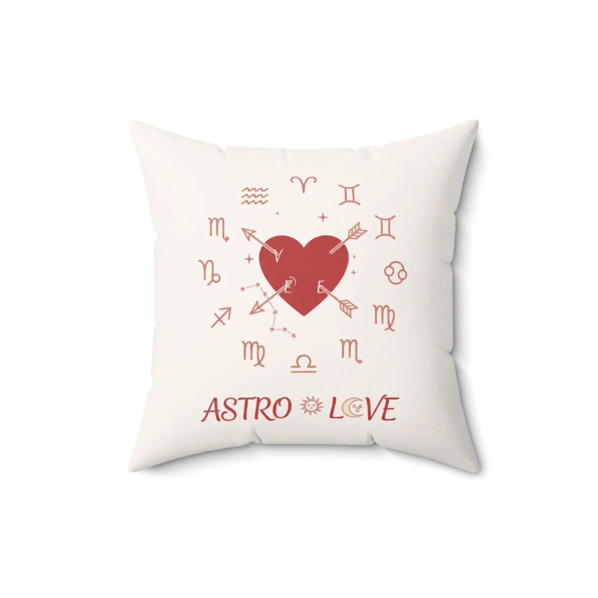 Astrology Heart Pillow | "ASTRO LOVE" Zodiac Signs Decorative Throw Pillow Printify