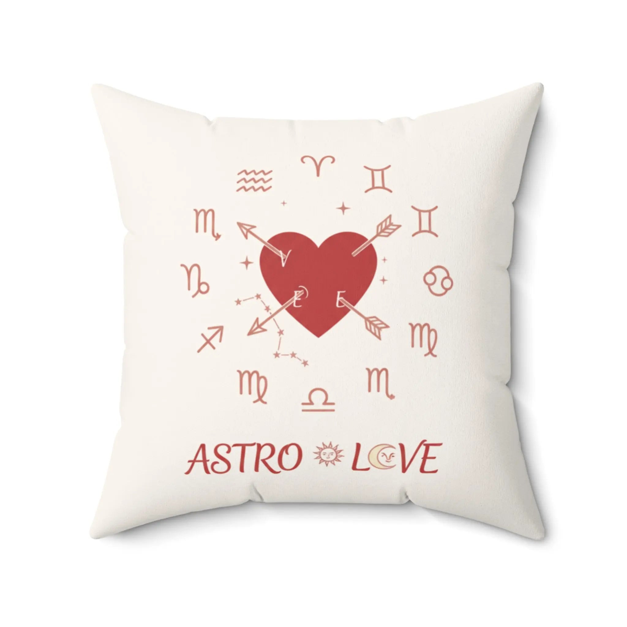 Astrology Heart Pillow | "ASTRO LOVE" Zodiac Signs Decorative Throw Pillow Printify