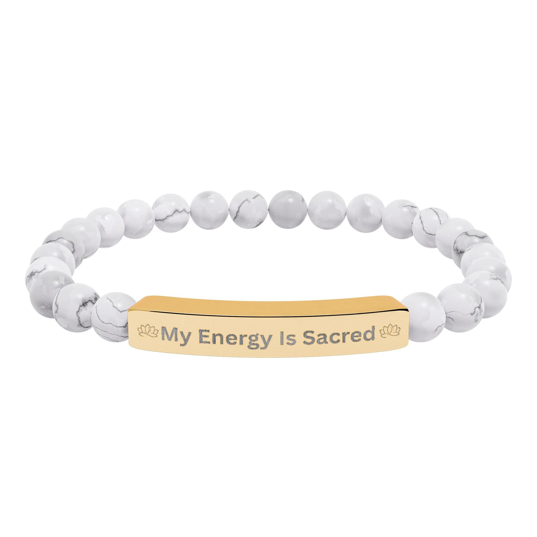 Engraved Natural Stone Bar Bracelet |"My Energy Is Sacred" Printify