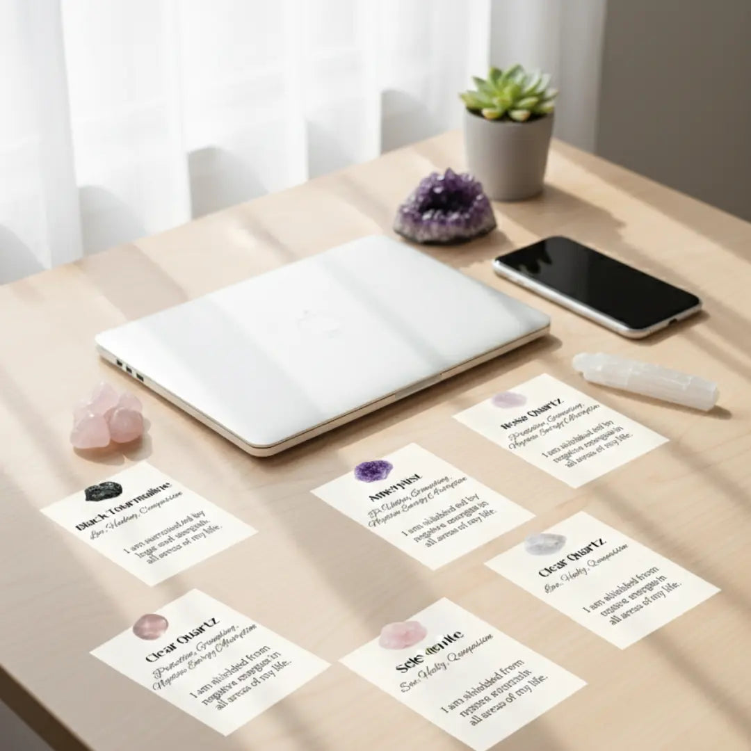 Crystal Healing Affirmation Cards | Printable Mindfulness Cards (Digital Download) Moonflower Oasis