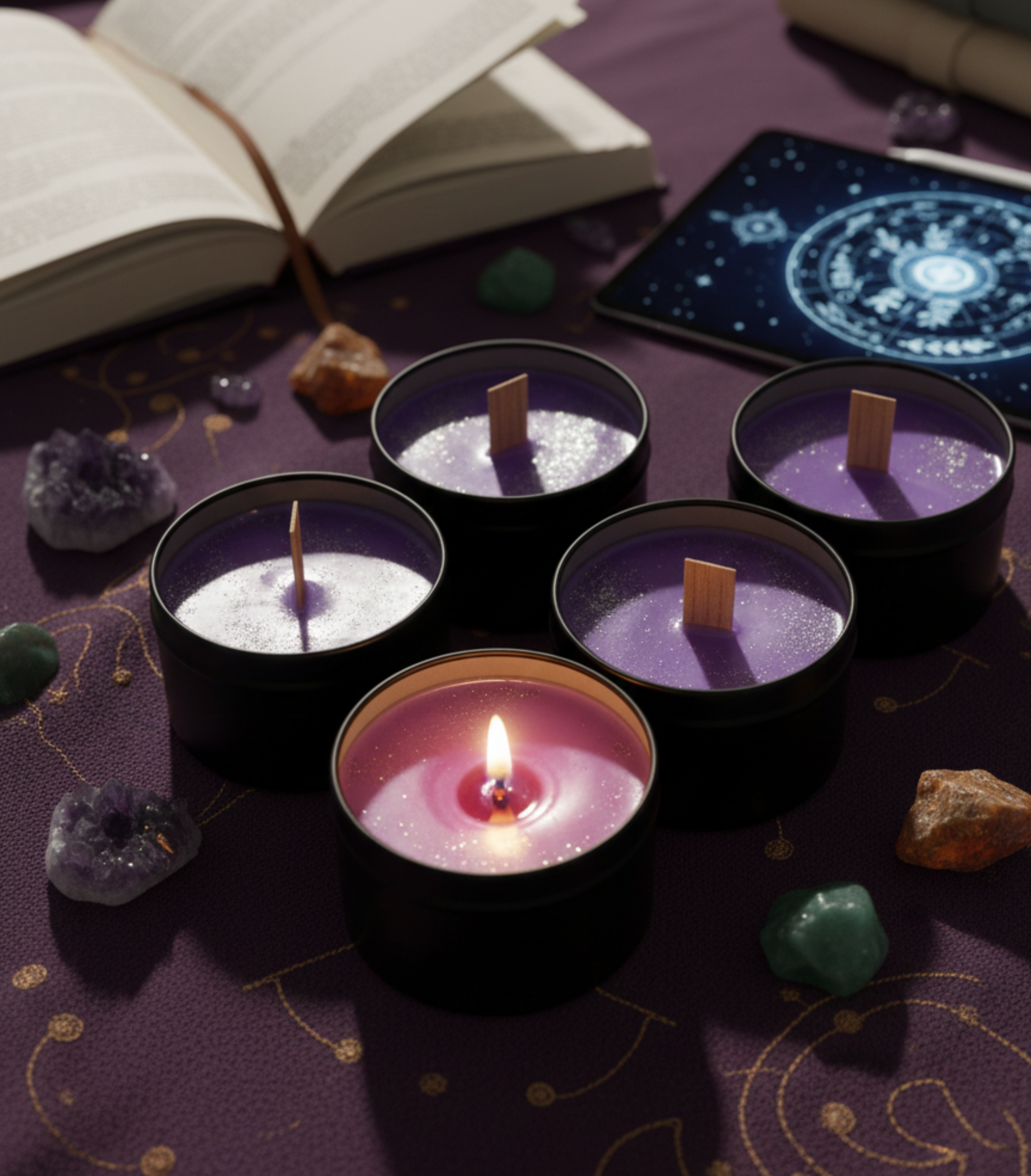 Midnight Amethyst | Luxury Hand-Poured Coconut Soy Candle Moonflower Oasis