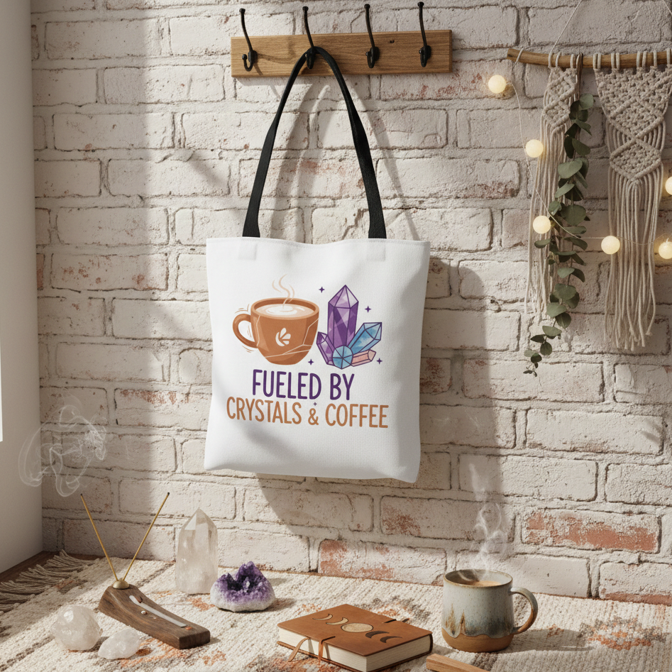 Crystal Coffee Illustrated Everyday Tote Bag Printify